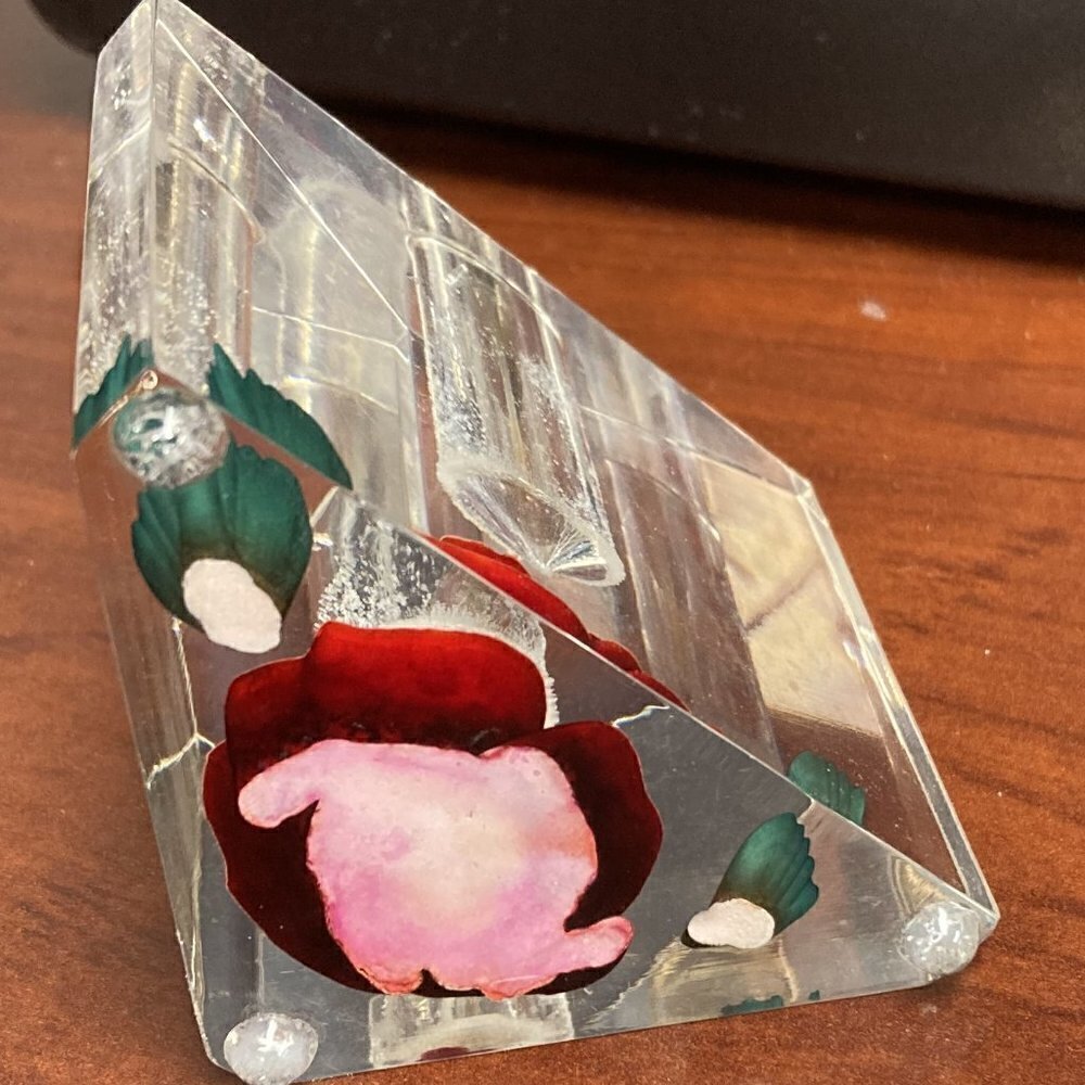 Vintage Lucite rose perfume bottle - Picture 3 of 3